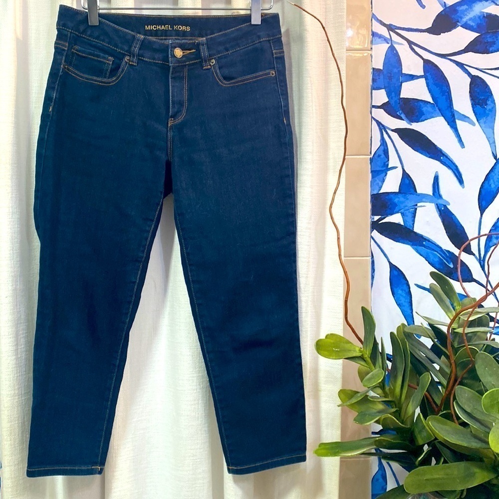 Women’s Michael Kors Polyester and Cotton Blend Cropped Ankle Blue Jeans Size 4